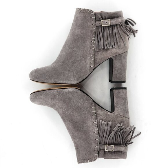 TABITHA SIMMONS Gray Suede Fringed Ankle Bootie - Picture 6 of 10